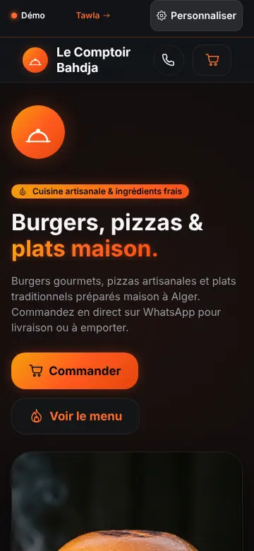 Site client sur téléphone